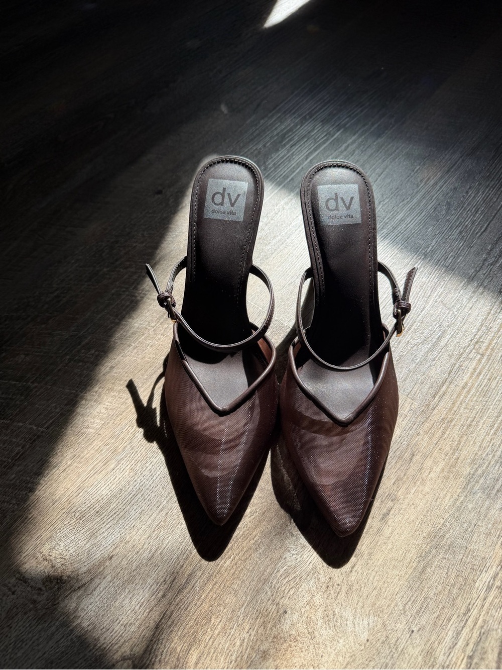 DV by Dolce Vita Brown Pointed-Toe Slingback Mules